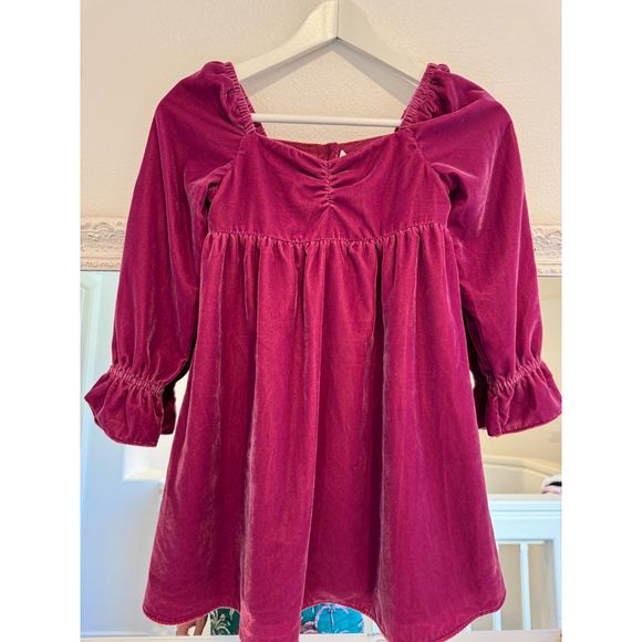 Janie and Jack Burgundy Purple Velvet Sweetheart Dress Girl’s Size 7 - Picture 4 of 6